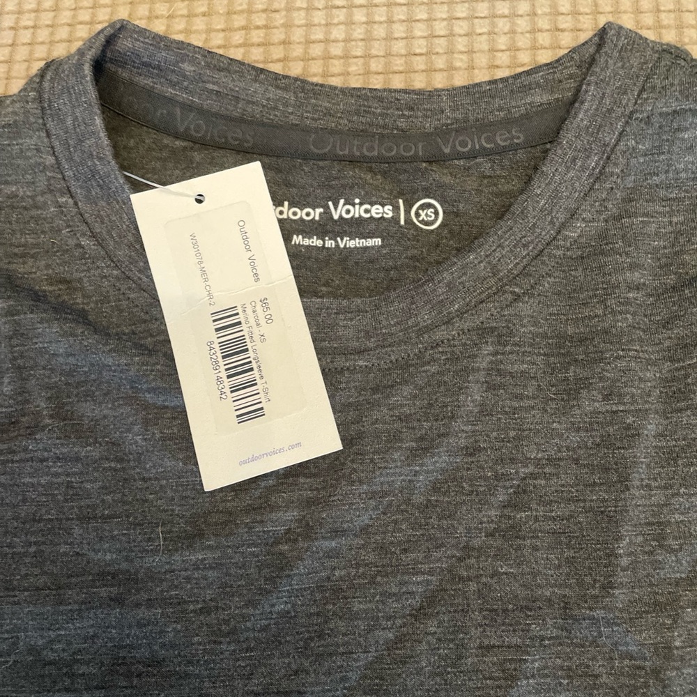 Outdoor Voices Merino Charcoal Long sleeve - new with tags